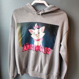 Disney Aristocats Womens Hoodie Sweatshirt Sz L Gray Pullover